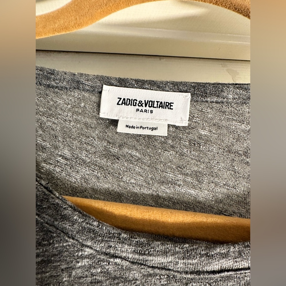 ZADIG & VOLTAIRE NWT WALK CHINE LOVE TEE GRAY - Picture 7 of 8